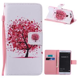 Colored Red Tree PU Leather Wallet Case for Huawei P9