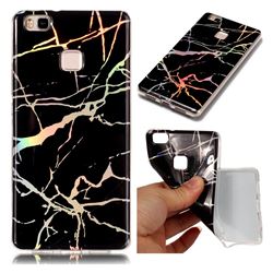 Color Plating Marble Pattern Soft TPU Case for Huawei P9 Lite G9 Lite - Black