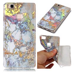 Color Plating Marble Pattern Soft TPU Case for Huawei P9 Lite G9 Lite - Gold