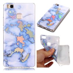 Color Plating Marble Pattern Soft TPU Case for Huawei P9 Lite G9 Lite - Blue