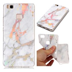 Color Plating Marble Pattern Soft TPU Case for Huawei P9 Lite G9 Lite - White