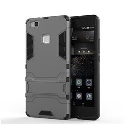 Armor Premium Tactical Grip Kickstand Shockproof Dual Layer Rugged Hard Cover for Huawei P9 Lite G9 Lite - Gray