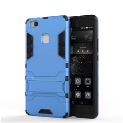 Armor Premium Tactical Grip Kickstand Shockproof Dual Layer Rugged Hard Cover for Huawei P9 Lite G9 Lite - Light Blue
