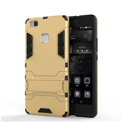 Armor Premium Tactical Grip Kickstand Shockproof Dual Layer Rugged Hard Cover for Huawei P9 Lite G9 Lite - Golden
