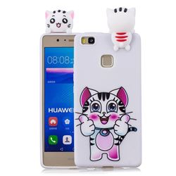 Cute Pink Kitten Soft 3D Climbing Doll Soft Case for Huawei P9 Lite G9 Lite