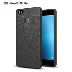 Luxury Auto Focus Litchi Texture Silicone TPU Back Cover for Huawei P9 Lite G9 Lite - Black