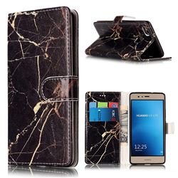 Black Gold Marble PU Leather Wallet Case for Huawei P9 Lite P9lite