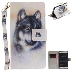 Snow Wolf Hand Strap Leather Wallet Case for Huawei P9 Lite G9 Lite