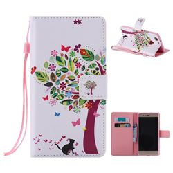 Cat and Tree PU Leather Wallet Case for Huawei P9 Lite G9 Lite