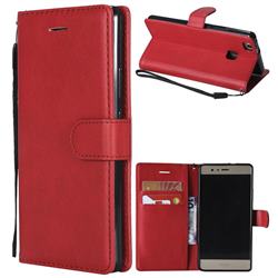 Retro Greek Classic Smooth PU Leather Wallet Phone Case for Huawei P9 Lite G9 Lite - Red