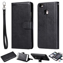 Retro Greek Detachable Magnetic PU Leather Wallet Phone Case for Huawei P9 Lite G9 Lite - Black