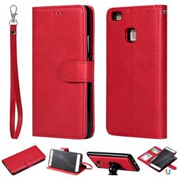 Retro Greek Detachable Magnetic PU Leather Wallet Phone Case for Huawei P9 Lite G9 Lite - Red