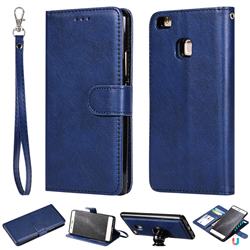 Retro Greek Detachable Magnetic PU Leather Wallet Phone Case for Huawei P9 Lite G9 Lite - Blue