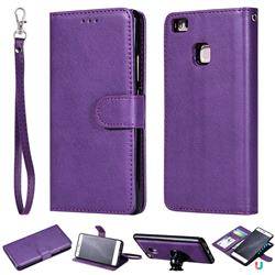 Retro Greek Detachable Magnetic PU Leather Wallet Phone Case for Huawei P9 Lite G9 Lite - Purple
