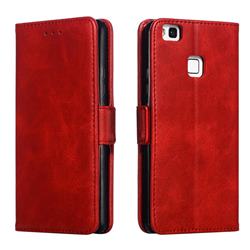 Retro Classic Calf Pattern Leather Wallet Phone Case for Huawei P9 Lite G9 Lite - Red