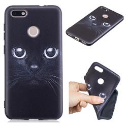 Bearded Feline 3D Embossed Relief Black TPU Cell Phone Back Cover for Huawei P9 Lite Mini (Y6 Pro 2017)