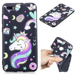 Candy Unicorn 3D Embossed Relief Black TPU Cell Phone Back Cover for Huawei P9 Lite Mini (Y6 Pro 2017)