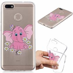 Tiny Pink Elephant Clear Varnish Soft Phone Back Cover for Huawei P9 Lite Mini (Y6 Pro 2017)