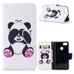 Lovely Panda Leather Wallet Case for Huawei P9 Lite Mini (Y6 Pro 2017)