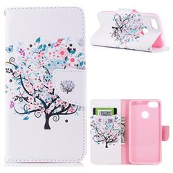 Colorful Tree Leather Wallet Case for Huawei P9 Lite Mini (Y6 Pro 2017)