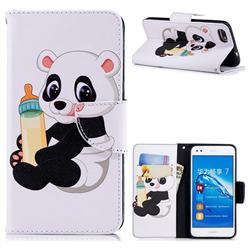 Baby Panda Leather Wallet Case for Huawei P9 Lite Mini (Y6 Pro 2017)