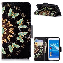 Circle Butterflies Leather Wallet Case for Huawei P9 Lite Mini (Y6 Pro 2017)