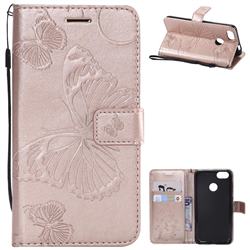 Embossing 3D Butterfly Leather Wallet Case for Huawei P9 Lite Mini (Y6 Pro 2017) - Rose Gold