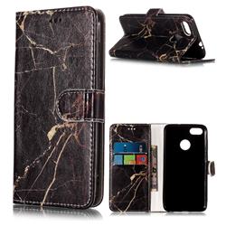 Black Gold Marble PU Leather Wallet Case for Huawei P9 Lite Mini (Y6 Pro 2017)