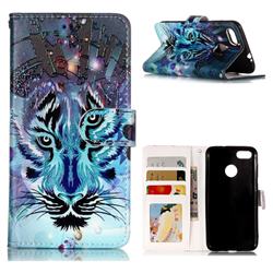 Ice Wolf 3D Relief Oil PU Leather Wallet Case for Huawei P9 Lite Mini (Y6 Pro 2017)