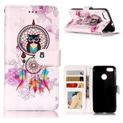 Wind Chimes Owl 3D Relief Oil PU Leather Wallet Case for Huawei P9 Lite Mini (Y6 Pro 2017)