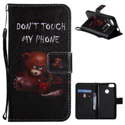 Angry Bear PU Leather Wallet Case for Huawei P9 Lite Mini (Y6 Pro 2017)