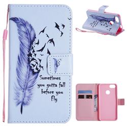 Feather Birds PU Leather Wallet Case for Huawei P9 Lite Mini (Y6 Pro 2017)