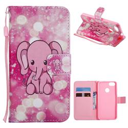 Pink Elephant PU Leather Wallet Case for Huawei P9 Lite Mini (Y6 Pro 2017)