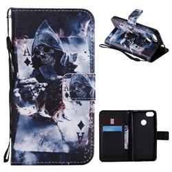 Skull Magician PU Leather Wallet Case for Huawei P9 Lite Mini (Y6 Pro 2017)