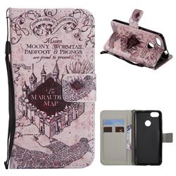 Castle The Marauders Map PU Leather Wallet Case for Huawei P9 Lite Mini (Y6 Pro 2017)