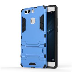 Armor Premium Tactical Grip Kickstand Shockproof Dual Layer Rugged Hard Cover for Huawei P9 Plus P9plus - Light Blue
