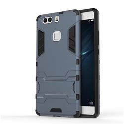 Armor Premium Tactical Grip Kickstand Shockproof Dual Layer Rugged Hard Cover for Huawei P9 Plus P9plus - Navy