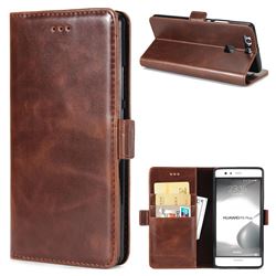 Luxury Crazy Horse PU Leather Wallet Case for Huawei P9 Plus P9plus - Coffee