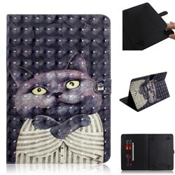Cat Embrace 3D Painted Universal 7 inch Tablet Flip Folio Stand Leather Wallet Tablet Case Cover