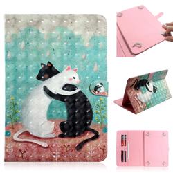 Black and White Cat 3D Painted Universal 7 inch Tablet Flip Folio Stand Leather Wallet Tablet Case Cover