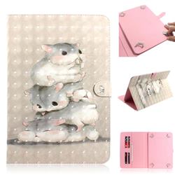 Three Squirrels 3D Painted Universal 7 inch Tablet Flip Folio Stand Leather Wallet Tablet Case Cover