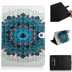 Peacock Mandala 3D Painted Universal 7 inch Tablet Flip Folio Stand Leather Wallet Tablet Case Cover