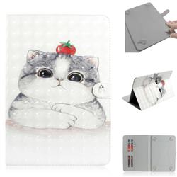 Cute Tomato Cat 3D Painted Universal 8 inch Tablet Flip Folio Stand Leather Wallet Tablet Case Cover
