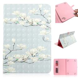 Magnolia Flower 3D Painted Universal 8 inch Tablet Flip Folio Stand Leather Wallet Tablet Case Cover