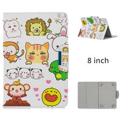 8 inch Universal Tablet Flip Cover Folio Stand Leather Wallet Tablet Case - Animal Face