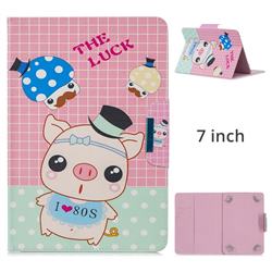 7 inch Universal Tablet Flip Cover Folio Stand Leather Wallet Tablet Case - Hat Pig