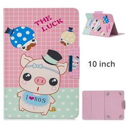 10 Inch Universal Tablet Flip Cover Folio Stand Leather Wallet Tablet Case - Hat Pig