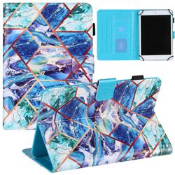 8 inch Universal Tablet Cover Green and Blue Stitching Color Marble Leather Flip Cover