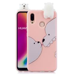 Big White Bear Soft 3D Climbing Doll Soft Case for Huawei P Smart (2019)