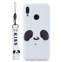 White Feather Panda Soft Kiss Candy Hand Strap Silicone Case for Huawei P Smart (2019)